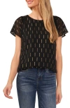 Cece Flutter Sleeve Blouse In Rich Black