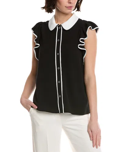 CECE CECE FLUTTER SLEEVE COLLARED BLOUSE