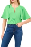 Cece Flutter Sleeve Crepe Top In Medium Green