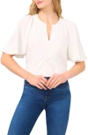 Cece Flutter Sleeve Crepe Top In New Ivory