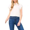 Cece Double Flutter Short Sleeve Top In New Ivory