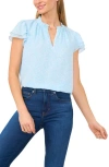Cece Flutter Sleeve Keyhole Top In Waterfall