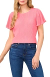 Cece Women's Pleated Round-neck Short-sleeve Top In Confetti Pink