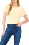 Cece Women's Pleated Round-neck Short-sleeve Top In Lemon Drop