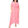 Cece Flutter Sleeve Smocked Waist Maxi Dress In Confetti