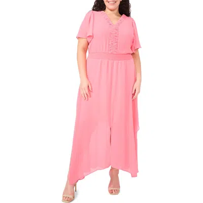 Cece Flutter Sleeve Smocked Waist Maxi Dress In Confetti