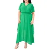 Cece Flutter Sleeve Smocked Waist Maxi Dress In Medium Green