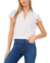 Cece Flutter Sleeve Keyhole Top In New Ivory