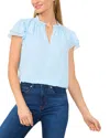 Cece Flutter Sleeve Keyhole Top In Waterfall