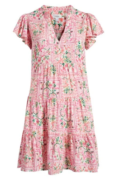 Cece Flutter Sleeve Tiered Dress