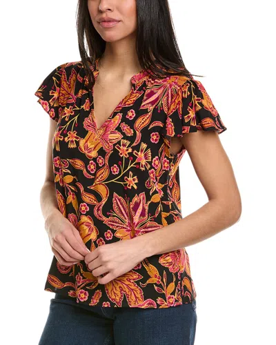 Cece Flutter Sleeve Top In Black