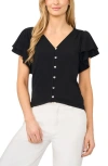 Cece Flutter Sleeve Top In Black