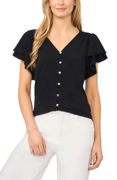 Cece Flutter Sleeve Top In Black