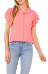 Cece Flutter Sleeve Top In Calypso Coral Pink