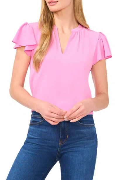 CECE CECE FLUTTER SLEEVE V-NECK TOP