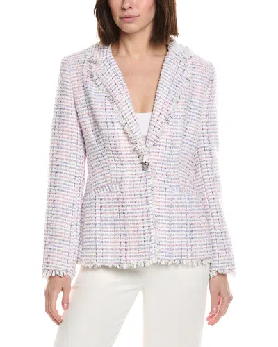 Cece Frayed Edge Straight Blazer In Neutral