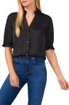 Cece Scallop Trim Button-up Shirt In Black
