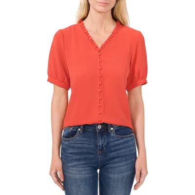 Cece Frill V-neck Button-up Blouse