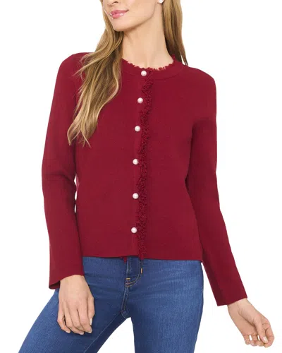 Cece Fringe Cardigan In Red