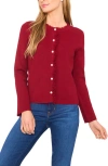 Cece Fringe Trim Cardigan In Red