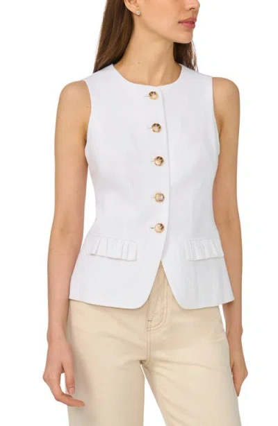Cece Front Button Fitted Vest In White