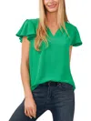Cece Ruffle Neck Raglan Sleeve Top In Multi