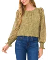 Cece Print Metallic Ruffle Top In Multi