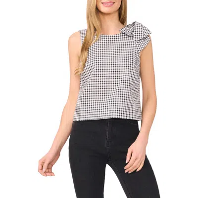 Cece Gingham Bow Shoulder Top In Rich Black