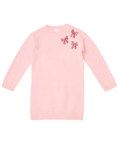 Cece Kids' Girls' 4-16 Sequin Long Sleeve Crewneck Dress In Pink