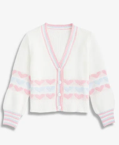 Cece Girls 7-16 Long-sleeve Button-front Heart Cardigan In White