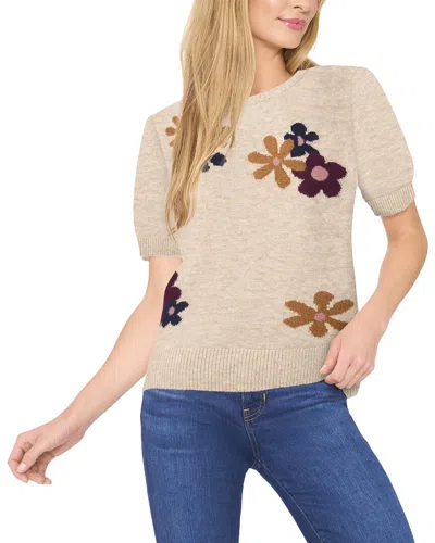 Cece Groovy Flower Pullover In Brown