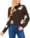 Cece Women's Flower Patterned Knit Crewneck Sweater In Chocolate