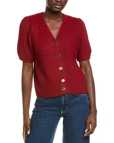 Cece Hairy Wool-blend Cardigan Sweater In Burgundy