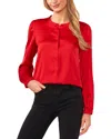 Cece Ruffle V-neck Blouse In Red