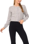 Cece Heart Button Pointell Cardigan In Gray