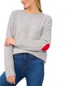 Cece Heart Elbow Crewneck Sweater In Light Heather