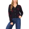 Cece Heart Jacquard Cardigan In Black