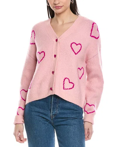 Cece Heart Jacquard Cardigan In Multi