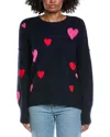 Cece Heart Pattern Sweater In Blue