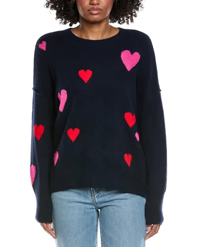 Cece Heart Pattern Sweater In Blue
