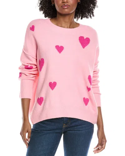 Cece Heart Pattern Sweater In Pink
