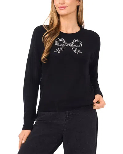 Cece Heatset Bow Pullover Sweater In Black