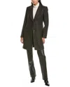 Cece Herringbone Wool-blend Coat In Black