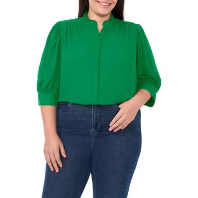 Cece Hidden Placket Shirt In Green
