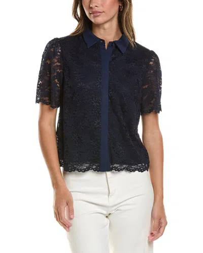 Cece Hidden Placket Shirt In Black