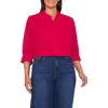 Cece Hidden Placket Shirt In Red