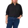 Cece Hidden Placket Shirt In Rich Black
