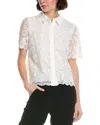Cece Hidden Placket Shirt In White