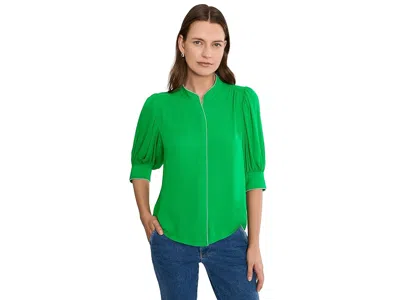 Cece Hidden Placket Trim Top Women's Clothing Vibrant Kelly: Md In Green