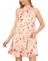 Cece Floral Bow Back Sleeveless Minidress In Sugar Peach
